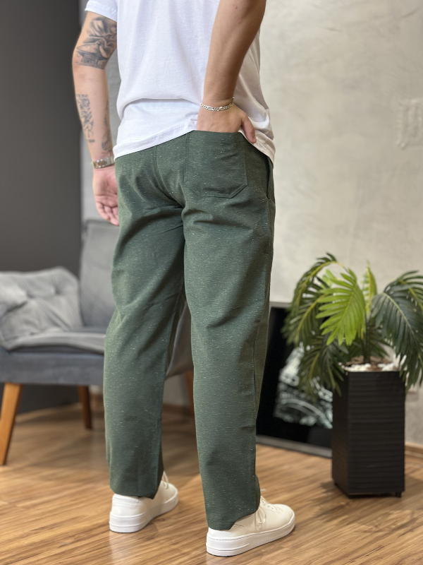 Calça Urban Linho Verde Militar - Canguru Store