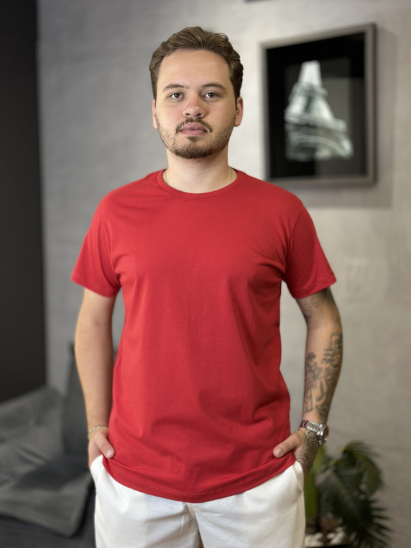 Camisa Comfort 100% Algodão Vermelho - Canguru Store