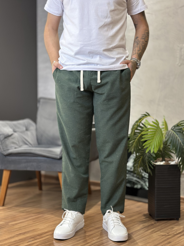 Calça Urban Linho Verde Militar - Canguru Store