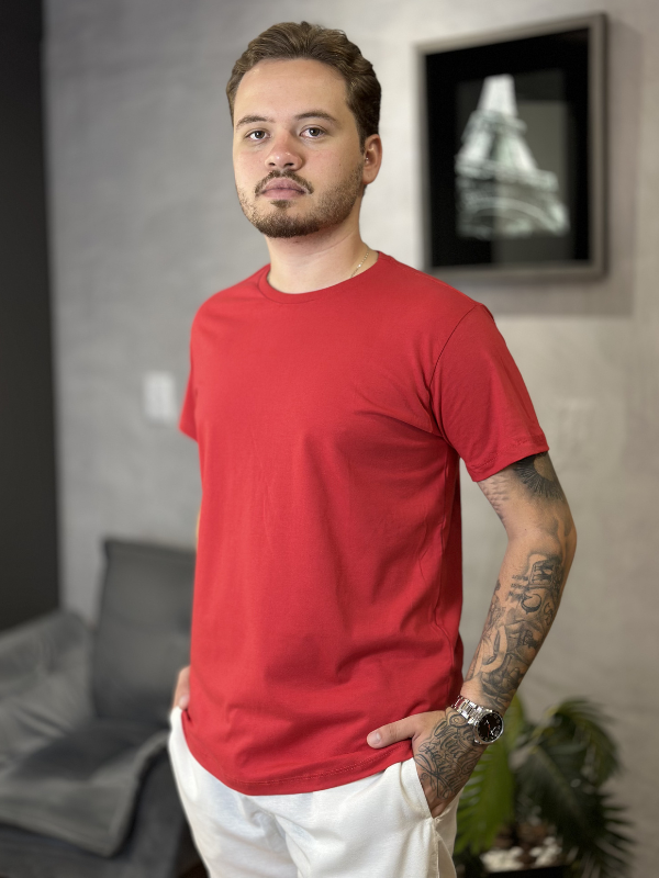 Camisa Comfort 100% Algodão Vermelho - Canguru Store