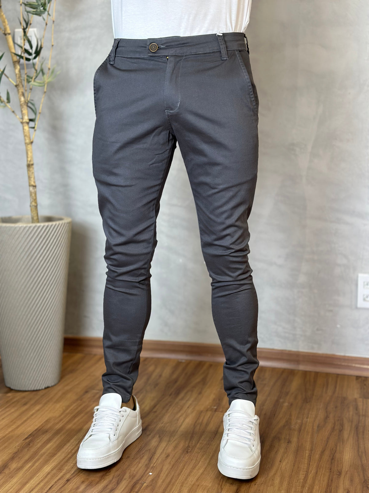 Calça Alfaiataria Cos Italiano Skinny Confort - Chumbo