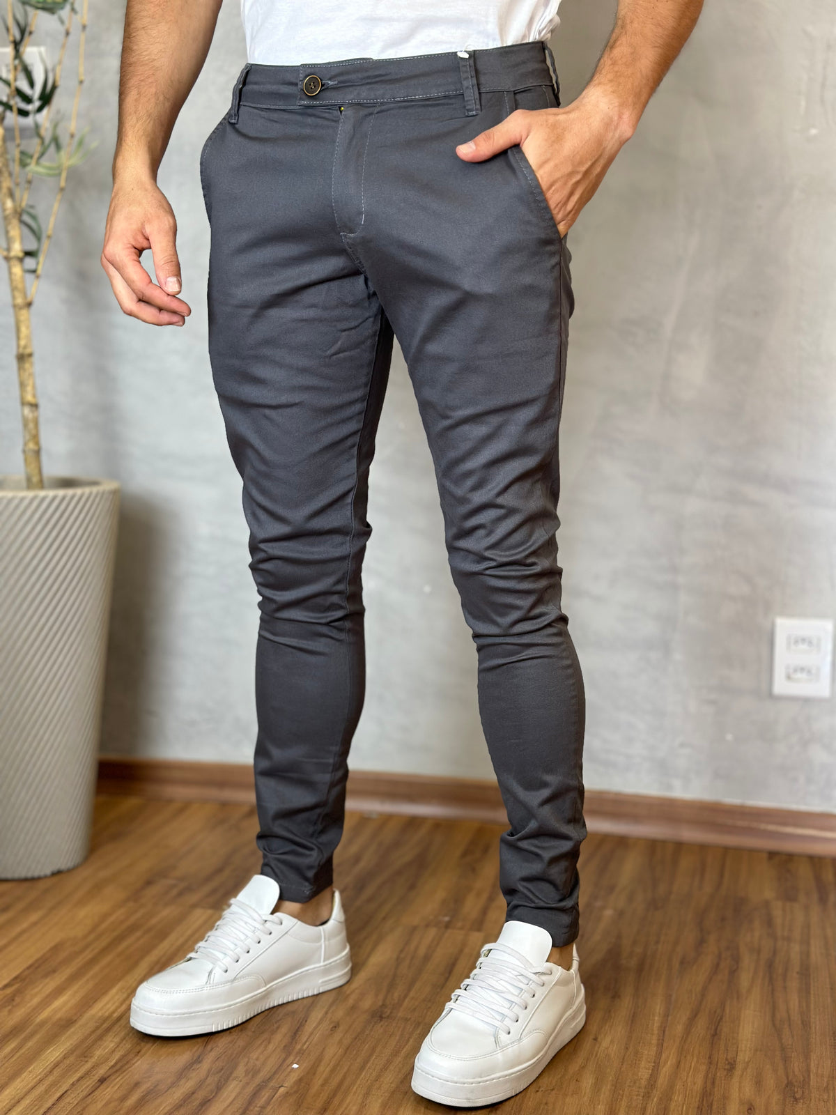 Calça Alfaiataria Cos Italiano Skinny Confort - Chumbo