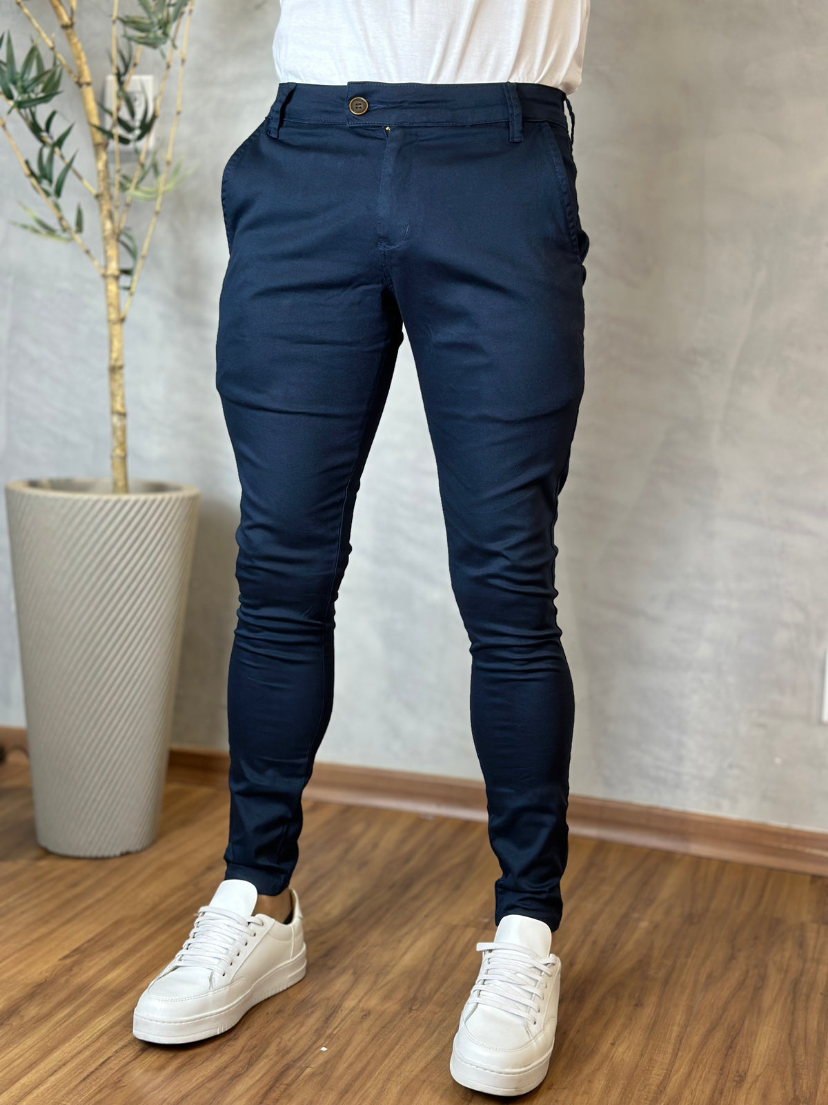 Calça Alfaiataria Cos Italiano Skinny Confort- Azul Marinho