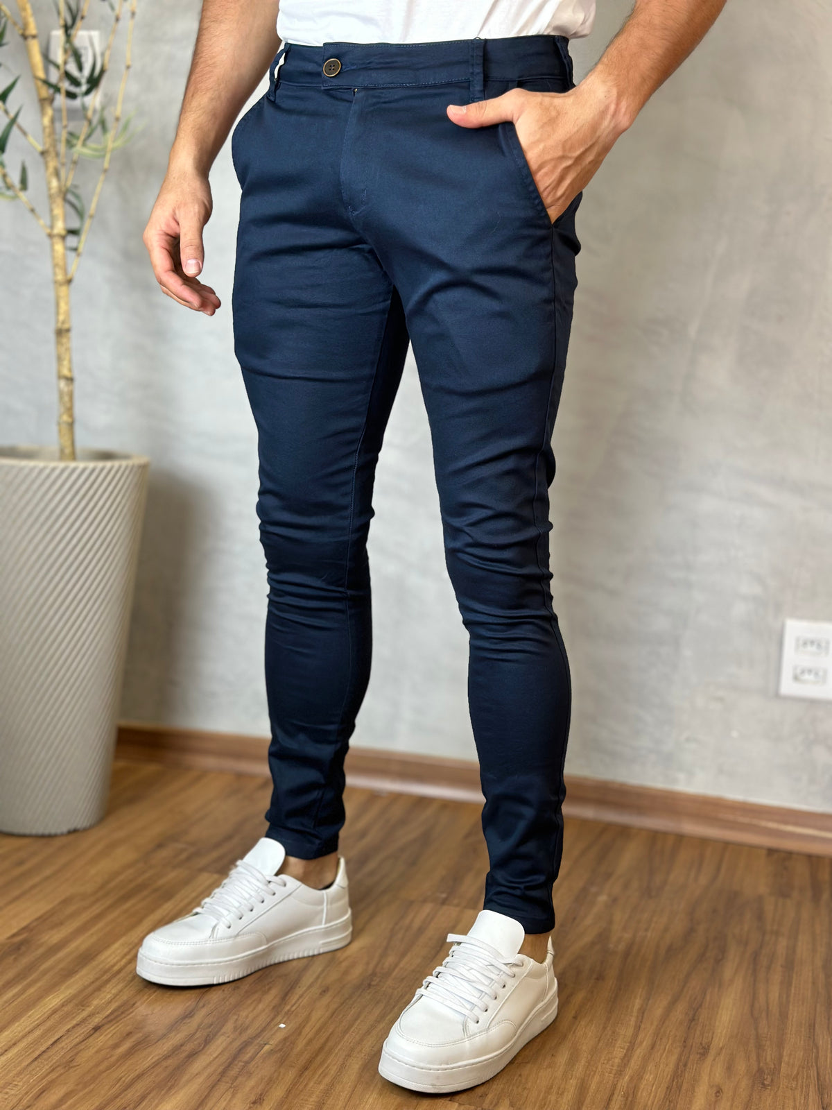 Calça Alfaiataria Cos Italiano Skinny Confort- Azul Marinho